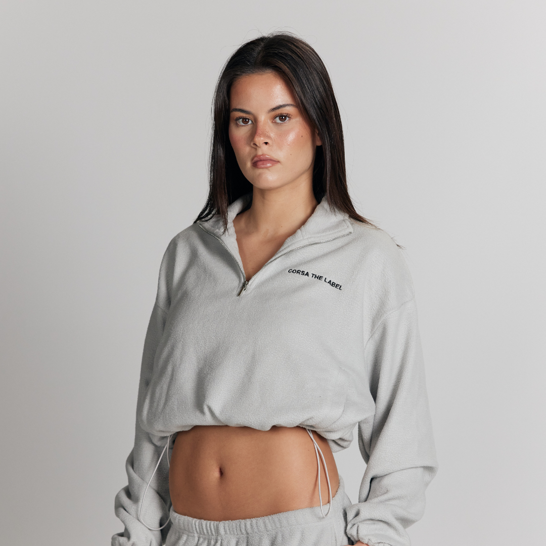 FLEECE CROPPED QUARTER ZIP